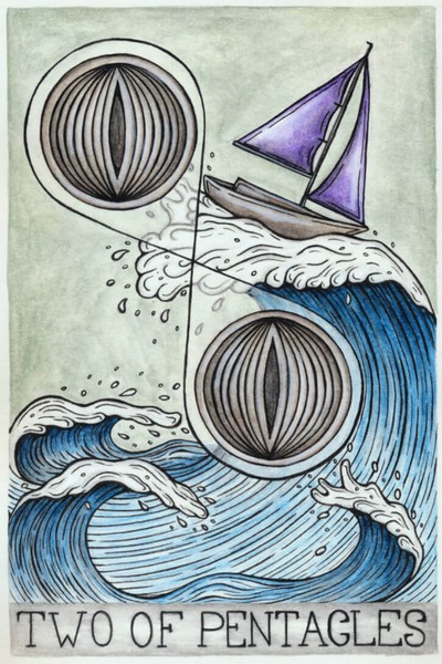 Postkarte Tarot "Two of Pentacles" by Rhea Gubler kaufen